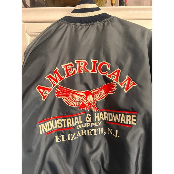 Vintage Varsity Bomber Jacket XLarge Navy Retro Americana - Picture 6 of 7